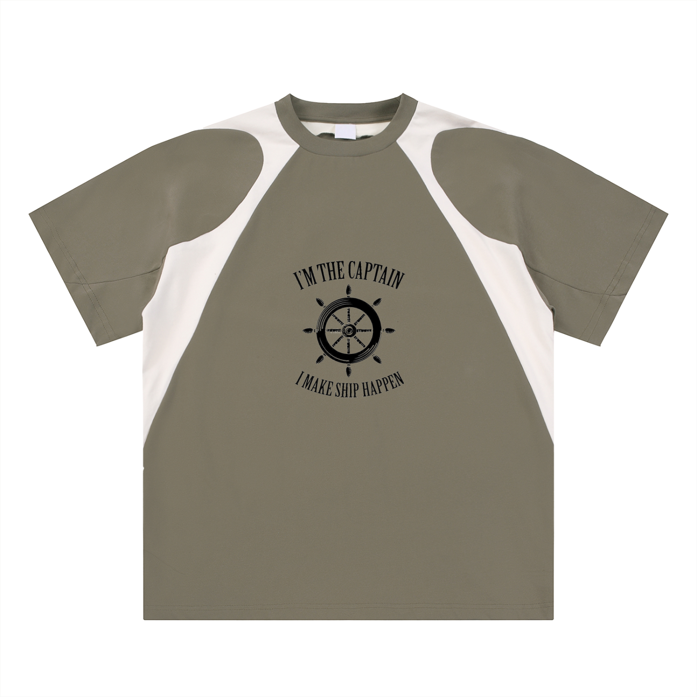 Contrast Panel Cotton T-Shirt