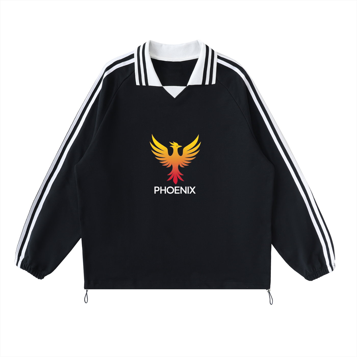 Striped Lapel Collar Sweatshirt