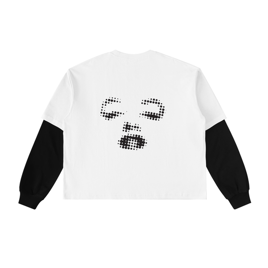 Layered Contrast Sleeve Cotton T-Shirt