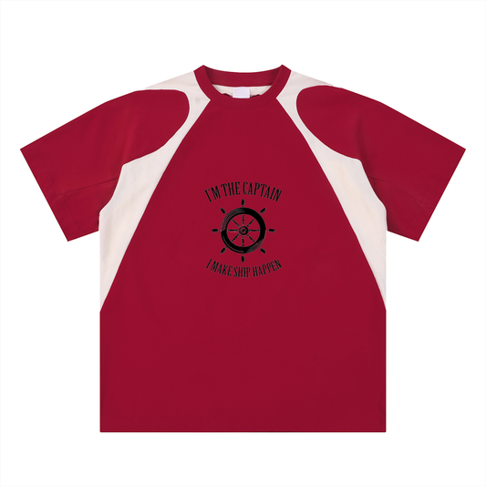 Contrast Panel Cotton T-Shirt